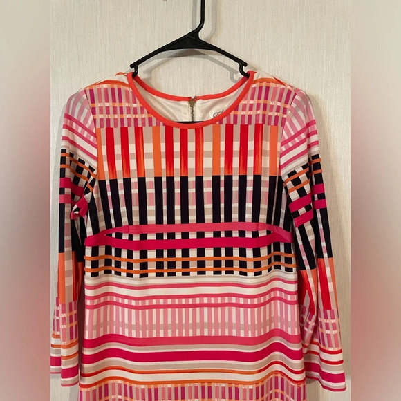 Eliza J Colorful Crosshatch 3/4 Sleeve Jersey A-line Dress minidress size 6 - Picture 7 of 11